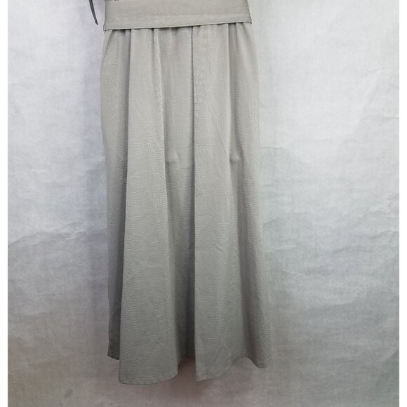 ALFANI Maxi Dress Women's 12 Gray Faux Leather Short Sleeve Belted Button Up NWT - Picture 15 of 16